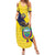 Ecuador La Tricolor Custom Family Matching Summer Maxi Dress and Hawaiian Shirt Gold and Navy Blue Motif