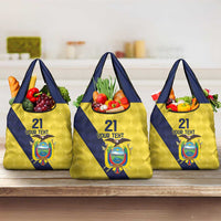 Ecuador La Tricolor Custom Grocery Bag Gold and Navy Blue Motif