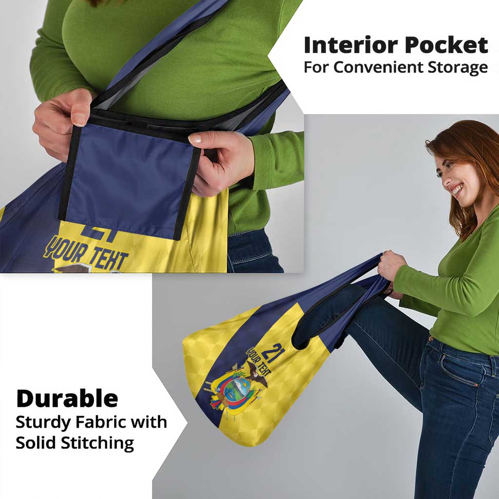 Ecuador La Tricolor Custom Grocery Bag Gold and Navy Blue Motif