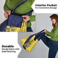Ecuador La Tricolor Custom Grocery Bag Gold and Navy Blue Motif