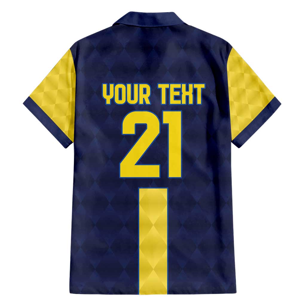 Ecuador La Tricolor Custom Hawaiian Shirt Gold and Navy Blue Motif