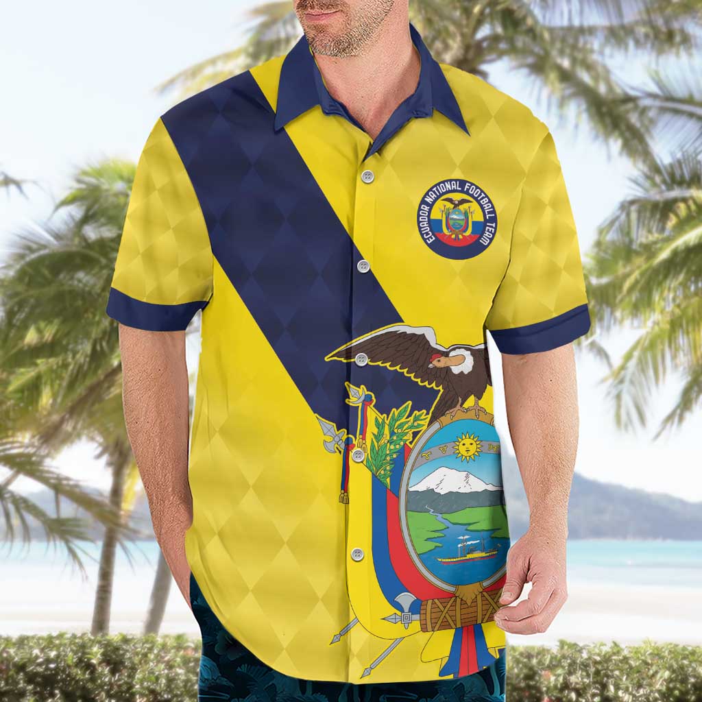 Ecuador La Tricolor Custom Hawaiian Shirt Gold and Navy Blue Motif