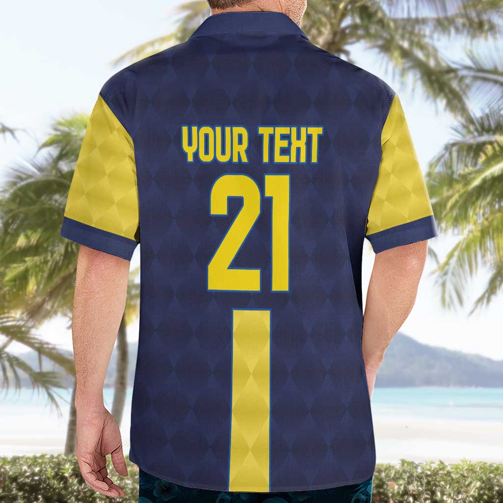 Ecuador La Tricolor Custom Hawaiian Shirt Gold and Navy Blue Motif