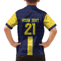 Ecuador La Tricolor Custom Kid Hawaiian Shirt Gold and Navy Blue Motif