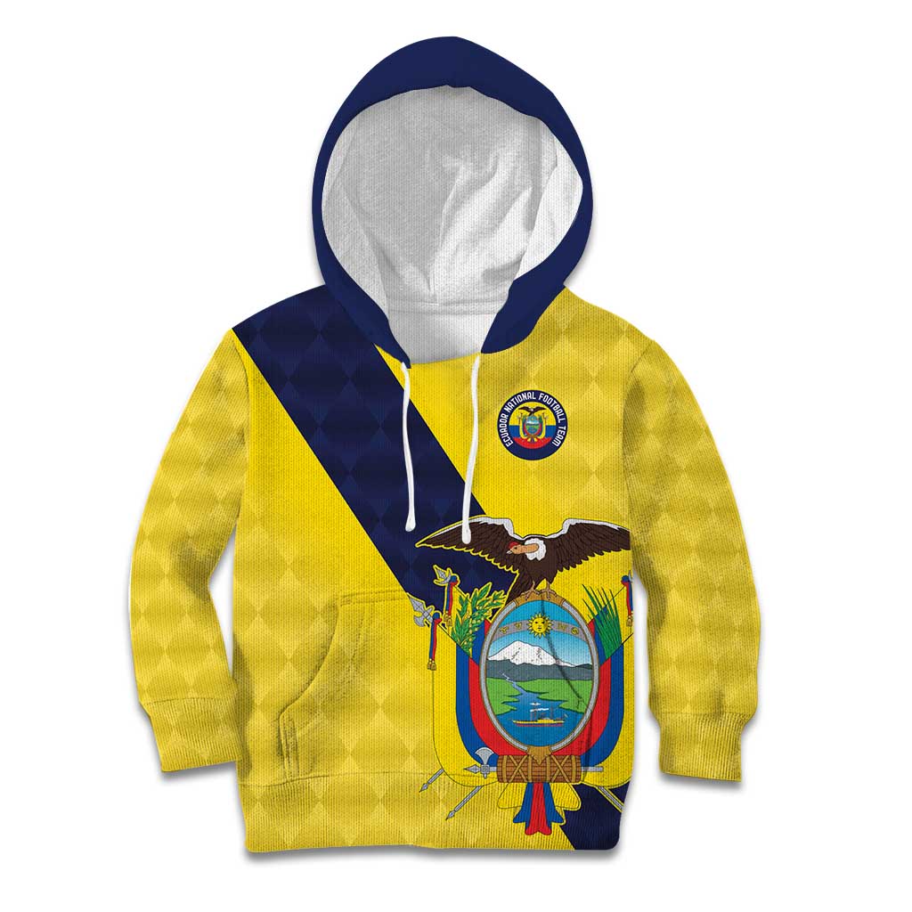 Ecuador La Tricolor Custom Kid Hoodie Gold and Navy Blue Motif