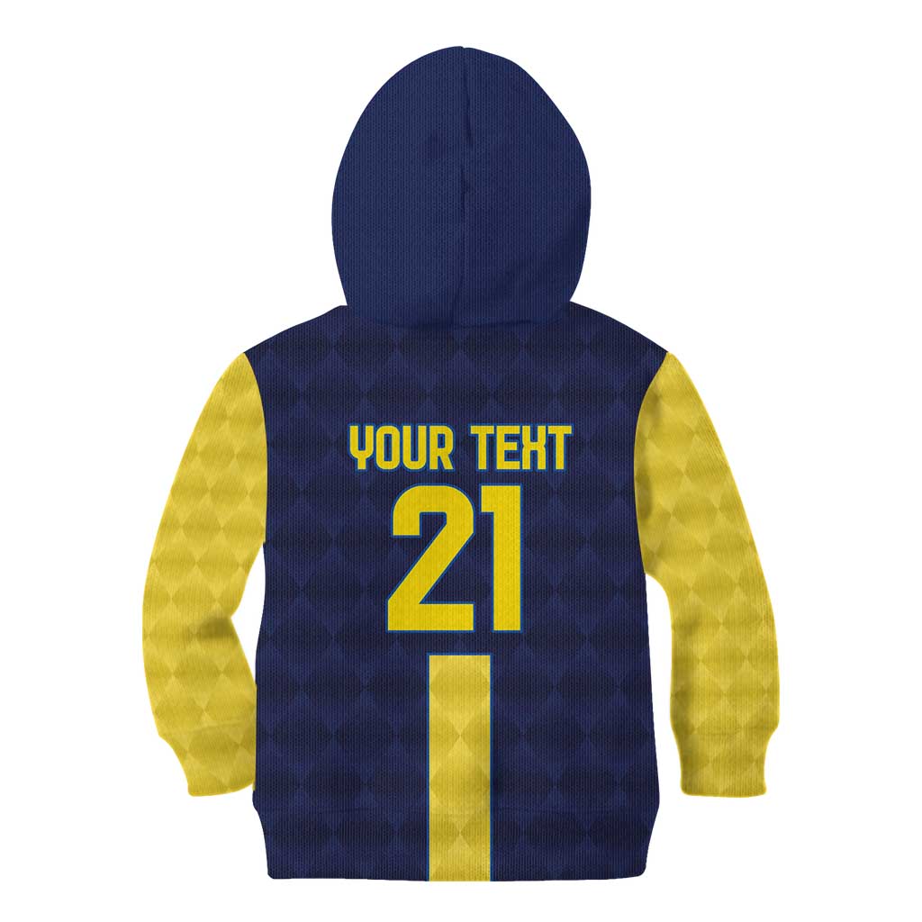 Ecuador La Tricolor Custom Kid Hoodie Gold and Navy Blue Motif