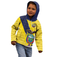 Ecuador La Tricolor Custom Kid Hoodie Gold and Navy Blue Motif