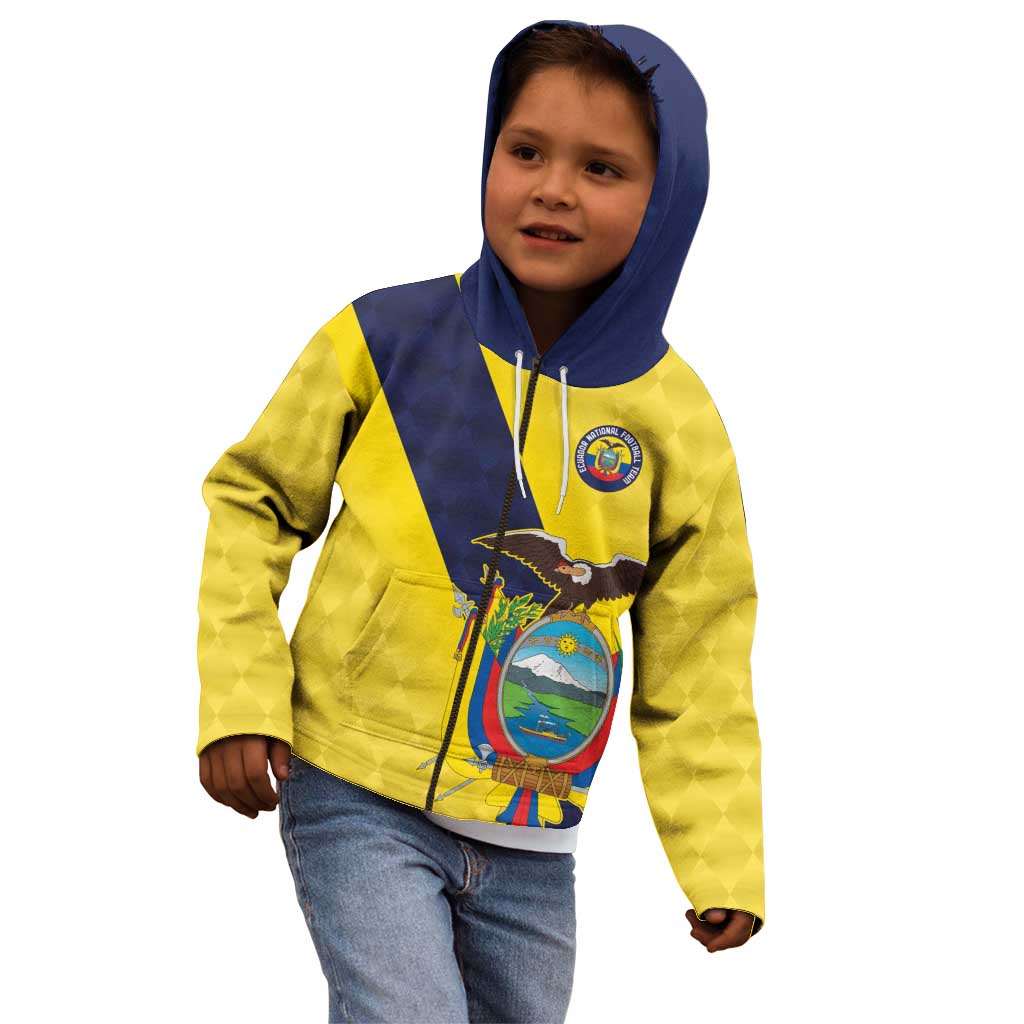 Ecuador La Tricolor Custom Kid Hoodie Gold and Navy Blue Motif