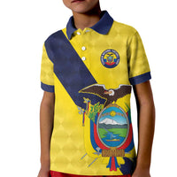 Ecuador La Tricolor Custom Kid Polo Shirt Gold and Navy Blue Motif