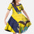 Ecuador La Tricolor Custom Kid Short Sleeve Dress Gold and Navy Blue Motif