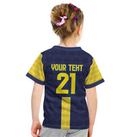Ecuador La Tricolor Custom Kid T Shirt Gold and Navy Blue Motif