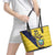 Ecuador La Tricolor Custom Leather Tote Bag Gold and Navy Blue Motif
