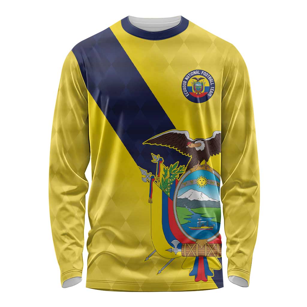 Ecuador La Tricolor Custom Long Sleeve Shirt Gold and Navy Blue Motif