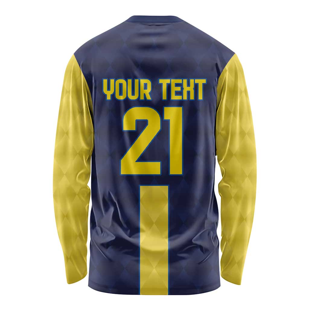 Ecuador La Tricolor Custom Long Sleeve Shirt Gold and Navy Blue Motif