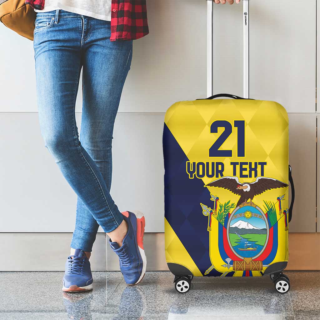 Ecuador La Tricolor Custom Luggage Cover Gold and Navy Blue Motif