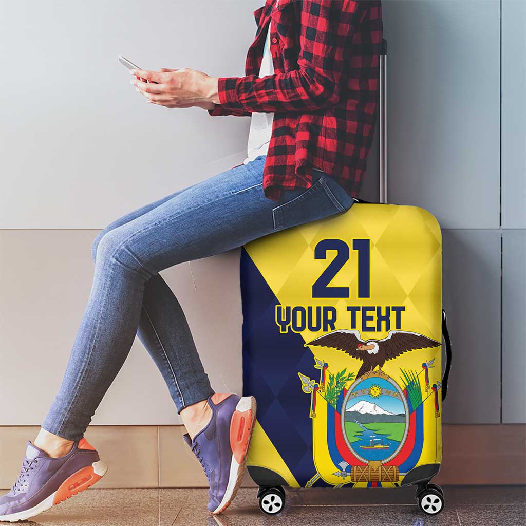 Ecuador La Tricolor Custom Luggage Cover Gold and Navy Blue Motif