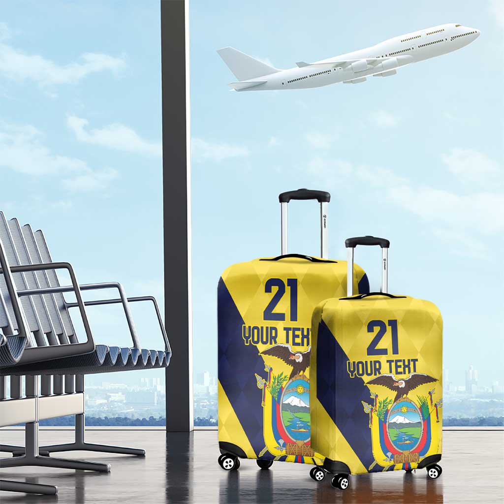 Ecuador La Tricolor Custom Luggage Cover Gold and Navy Blue Motif