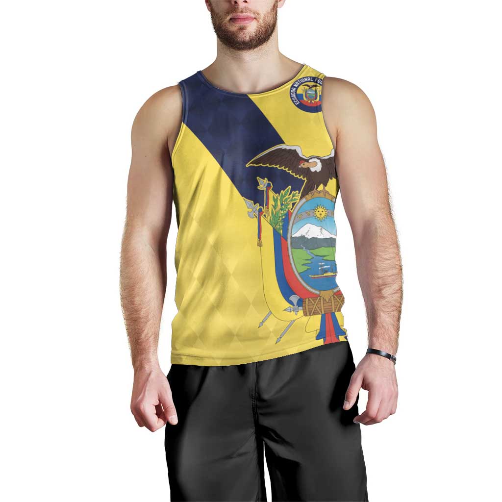 Ecuador La Tricolor Custom Men Tank Top Gold and Navy Blue Motif