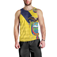 Ecuador La Tricolor Custom Men Tank Top Gold and Navy Blue Motif