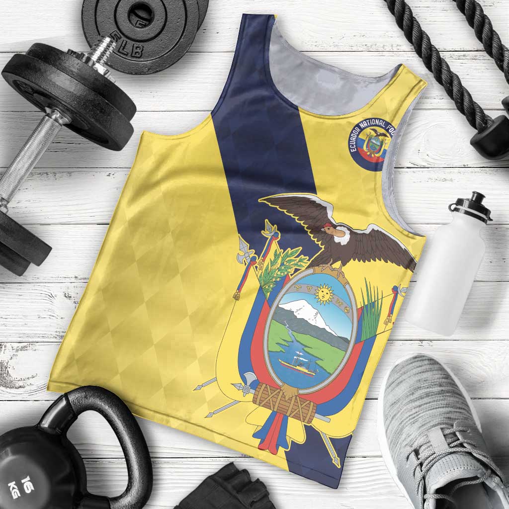 Ecuador La Tricolor Custom Men Tank Top Gold and Navy Blue Motif