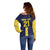 Ecuador La Tricolor Custom Off Shoulder Sweater Gold and Navy Blue Motif