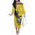 Ecuador La Tricolor Custom Off The Shoulder Long Sleeve Dress Gold and Navy Blue Motif
