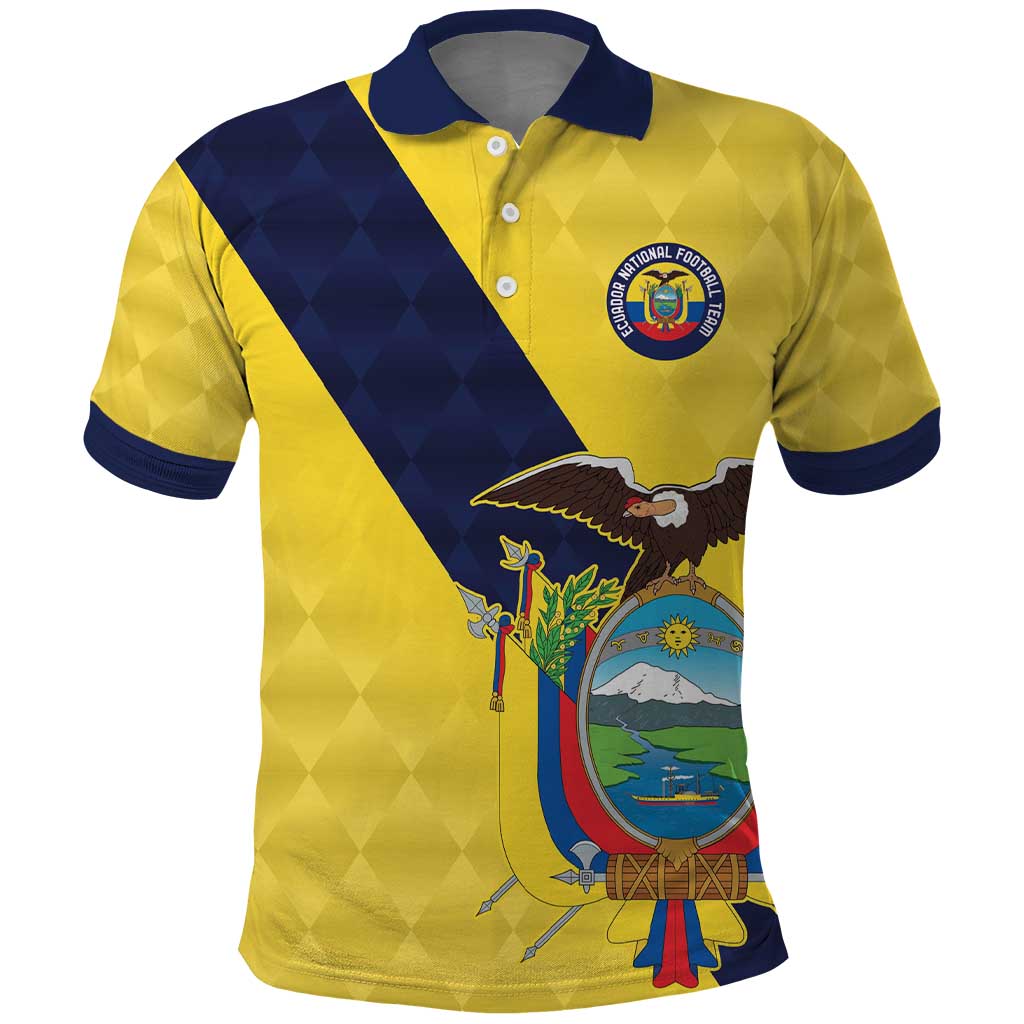 Ecuador La Tricolor Custom Polo Shirt Gold and Navy Blue Motif