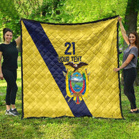 Ecuador La Tricolor Custom Quilt Gold and Navy Blue Motif