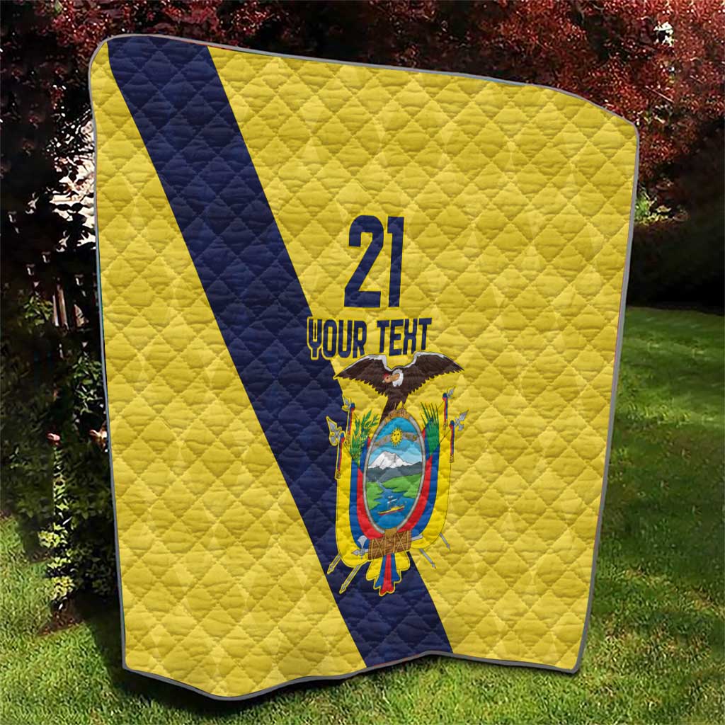 Ecuador La Tricolor Custom Quilt Gold and Navy Blue Motif