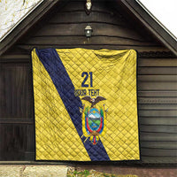 Ecuador La Tricolor Custom Quilt Gold and Navy Blue Motif