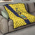 Ecuador La Tricolor Custom Quilt Gold and Navy Blue Motif