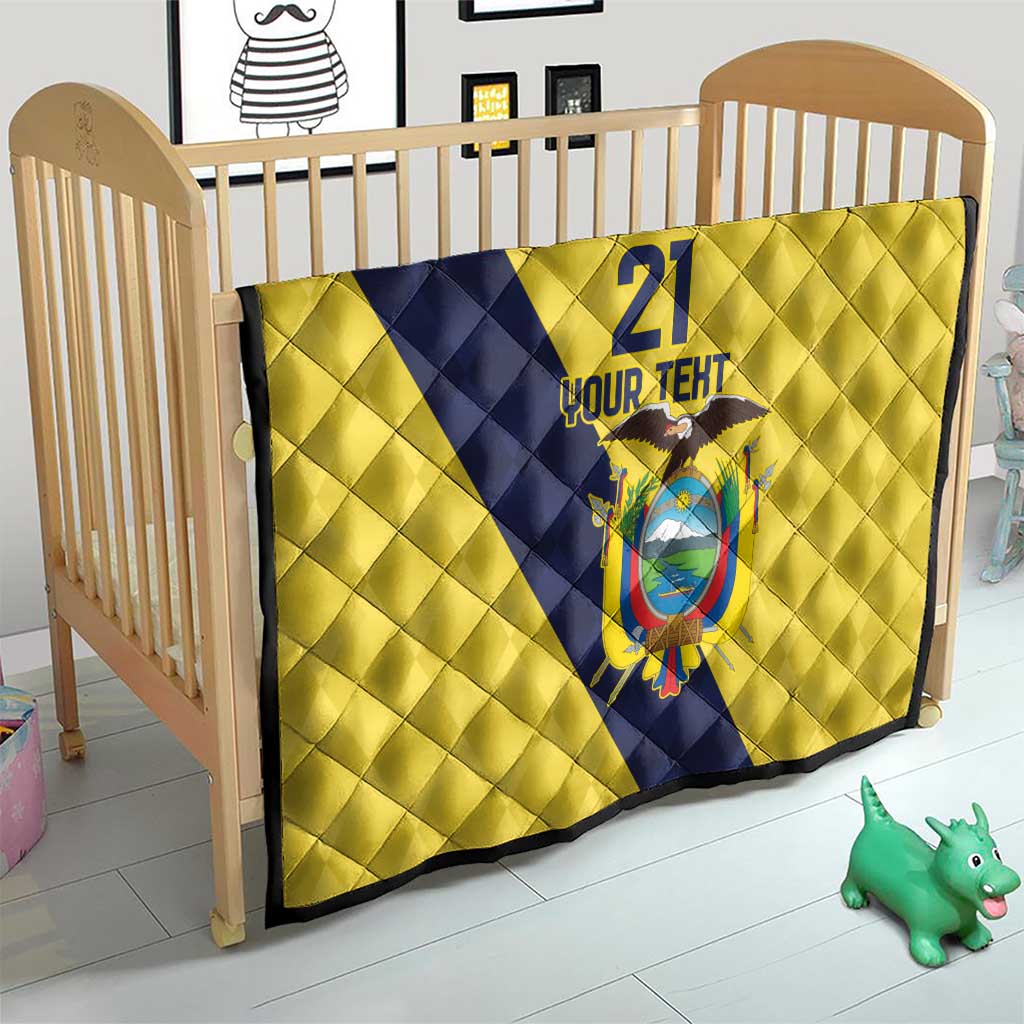 Ecuador La Tricolor Custom Quilt Gold and Navy Blue Motif