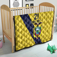 Ecuador La Tricolor Custom Quilt Gold and Navy Blue Motif