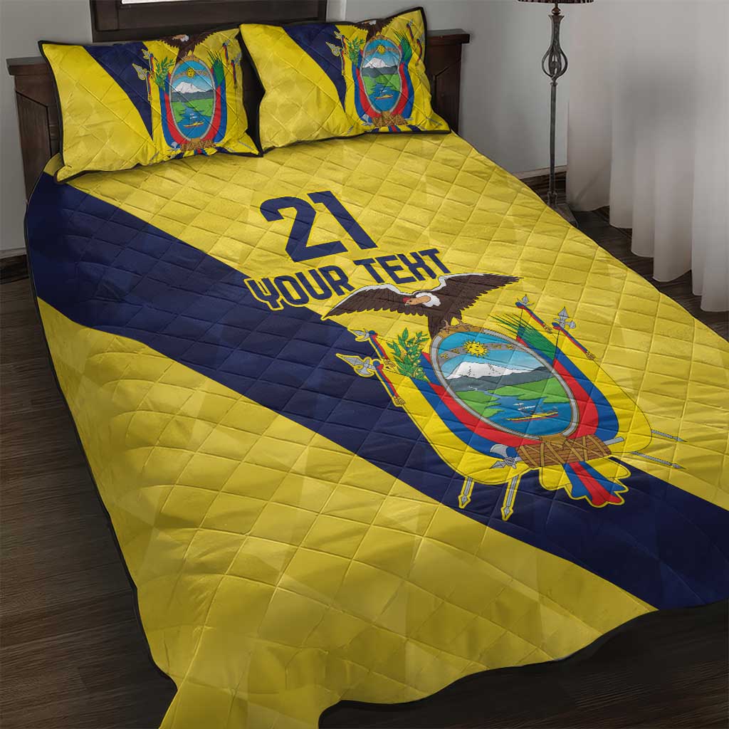 Ecuador La Tricolor Custom Quilt Bed Set Gold and Navy Blue Motif