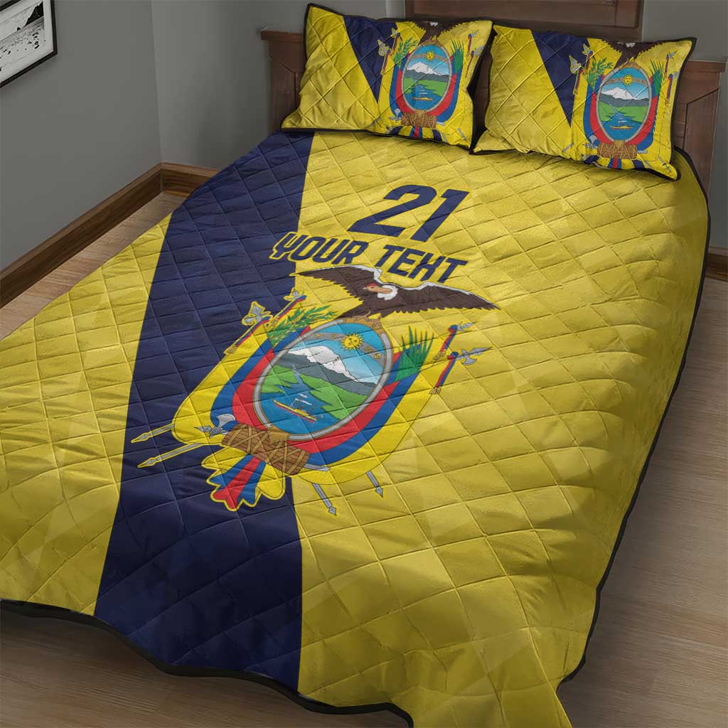 Ecuador La Tricolor Custom Quilt Bed Set Gold and Navy Blue Motif