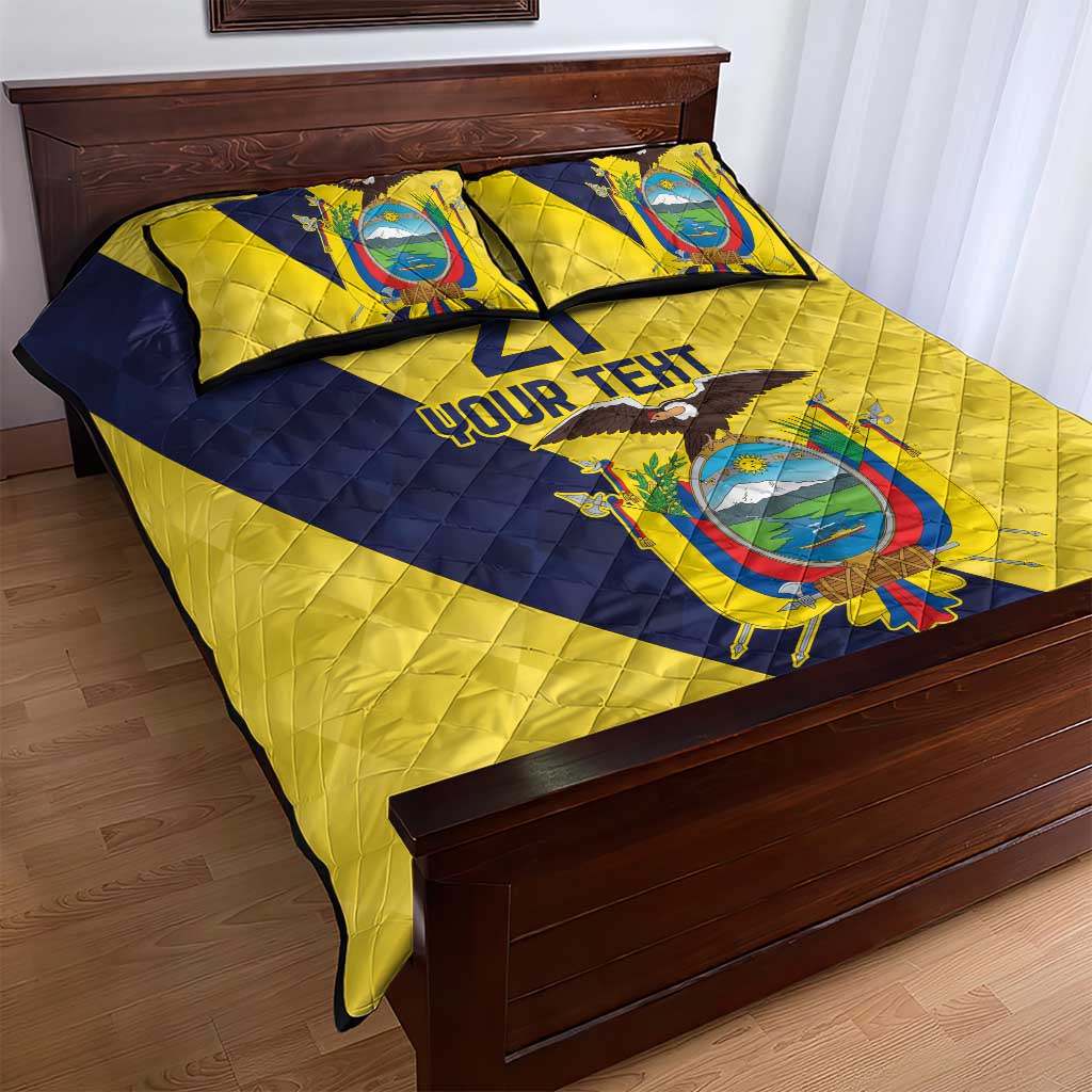 Ecuador La Tricolor Custom Quilt Bed Set Gold and Navy Blue Motif