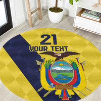 Ecuador La Tricolor Custom Round Carpet Gold and Navy Blue Motif