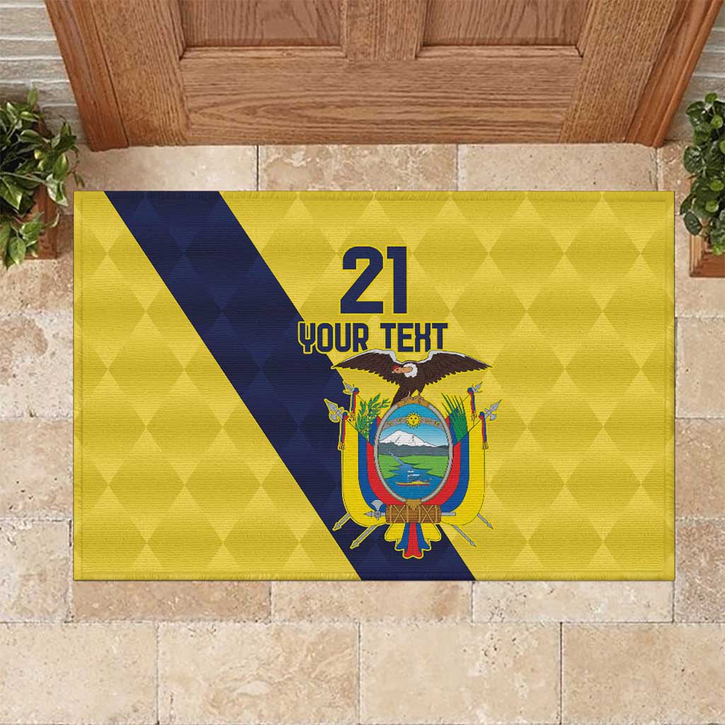 Ecuador La Tricolor Custom Rubber Doormat Gold and Navy Blue Motif
