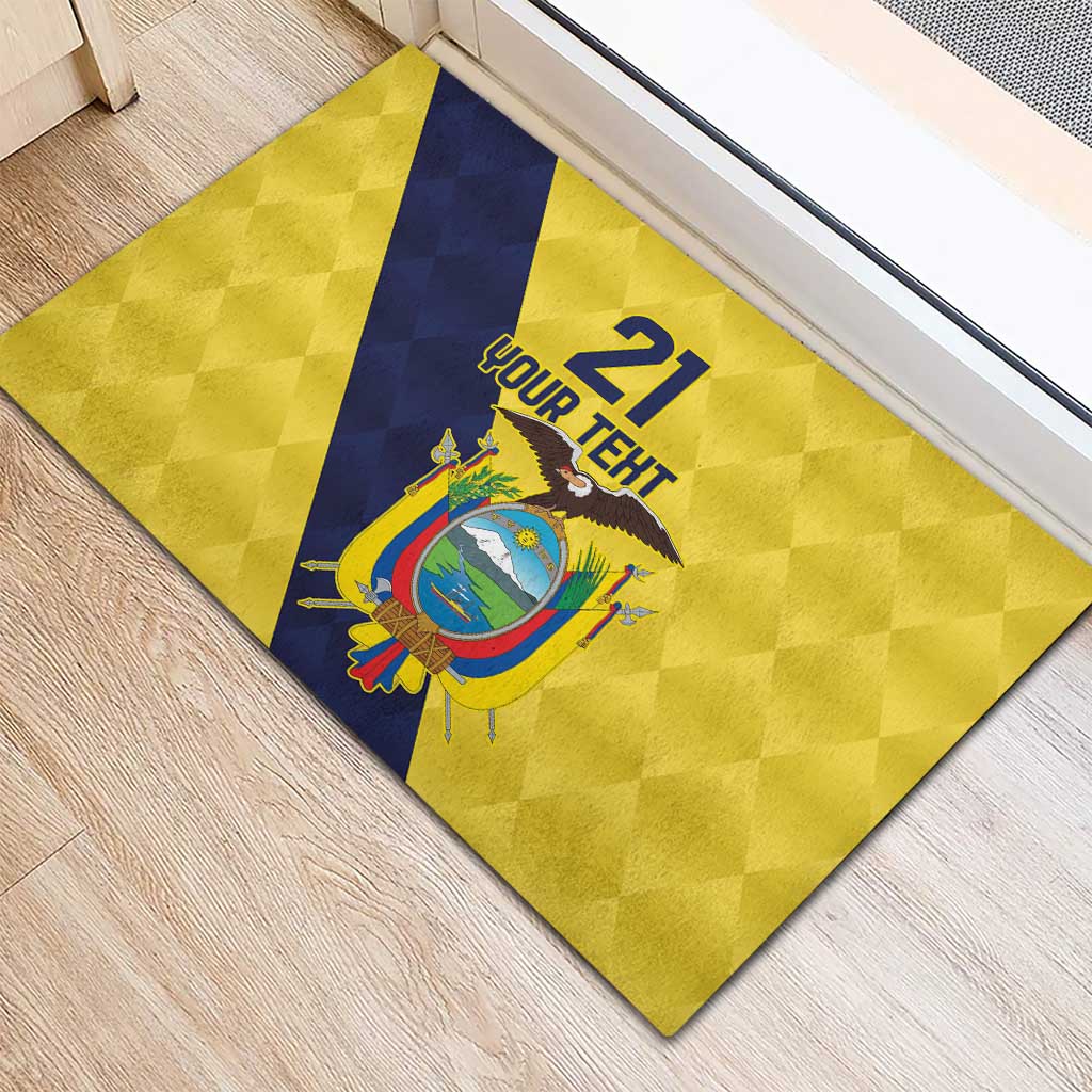 Ecuador La Tricolor Custom Rubber Doormat Gold and Navy Blue Motif