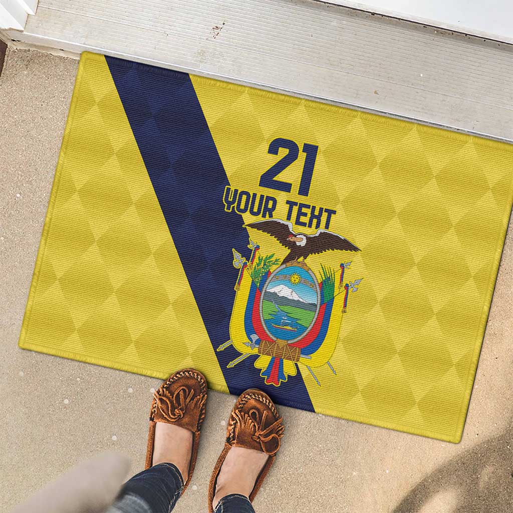Ecuador La Tricolor Custom Rubber Doormat Gold and Navy Blue Motif