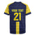 Ecuador La Tricolor Custom Rugby Jersey Gold and Navy Blue Motif