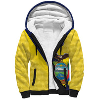 Ecuador La Tricolor Custom Sherpa Hoodie Gold and Navy Blue Motif