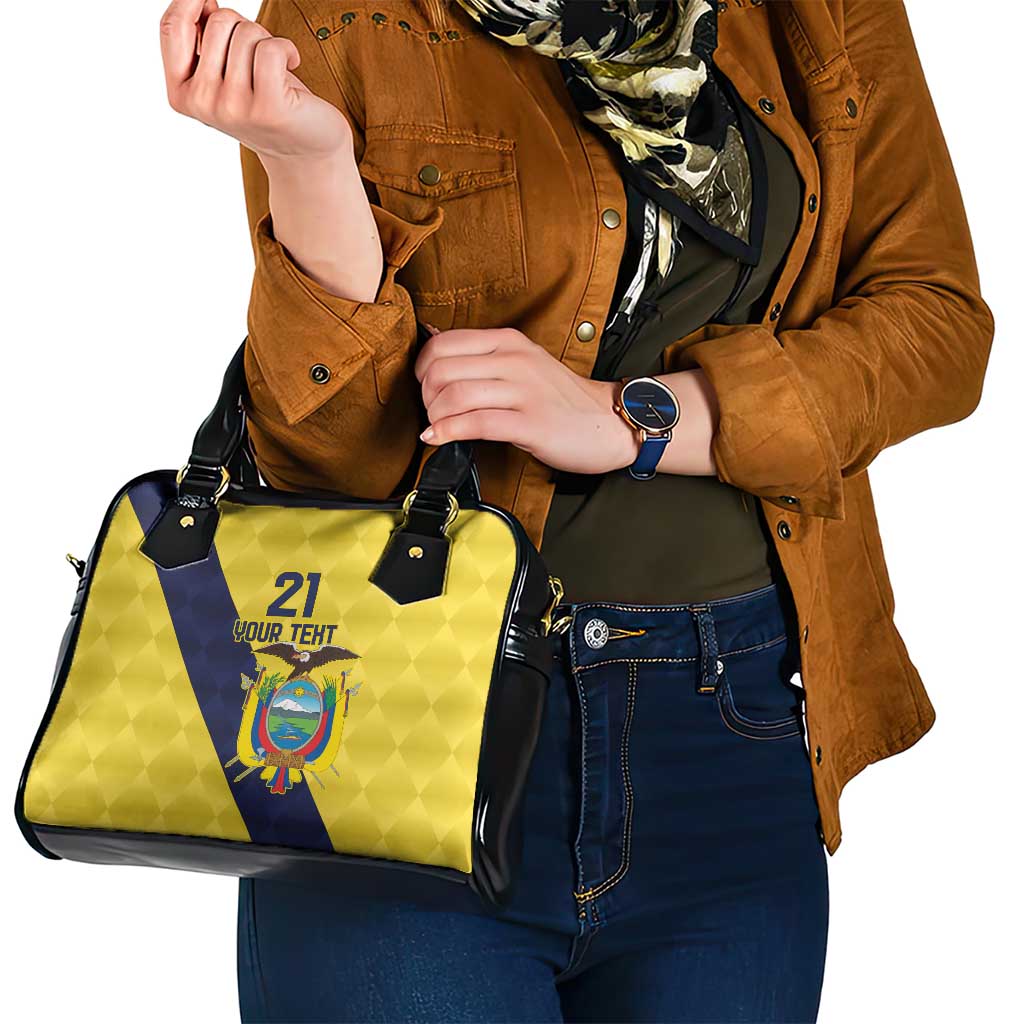 Ecuador La Tricolor Custom Shoulder Handbag Gold and Navy Blue Motif