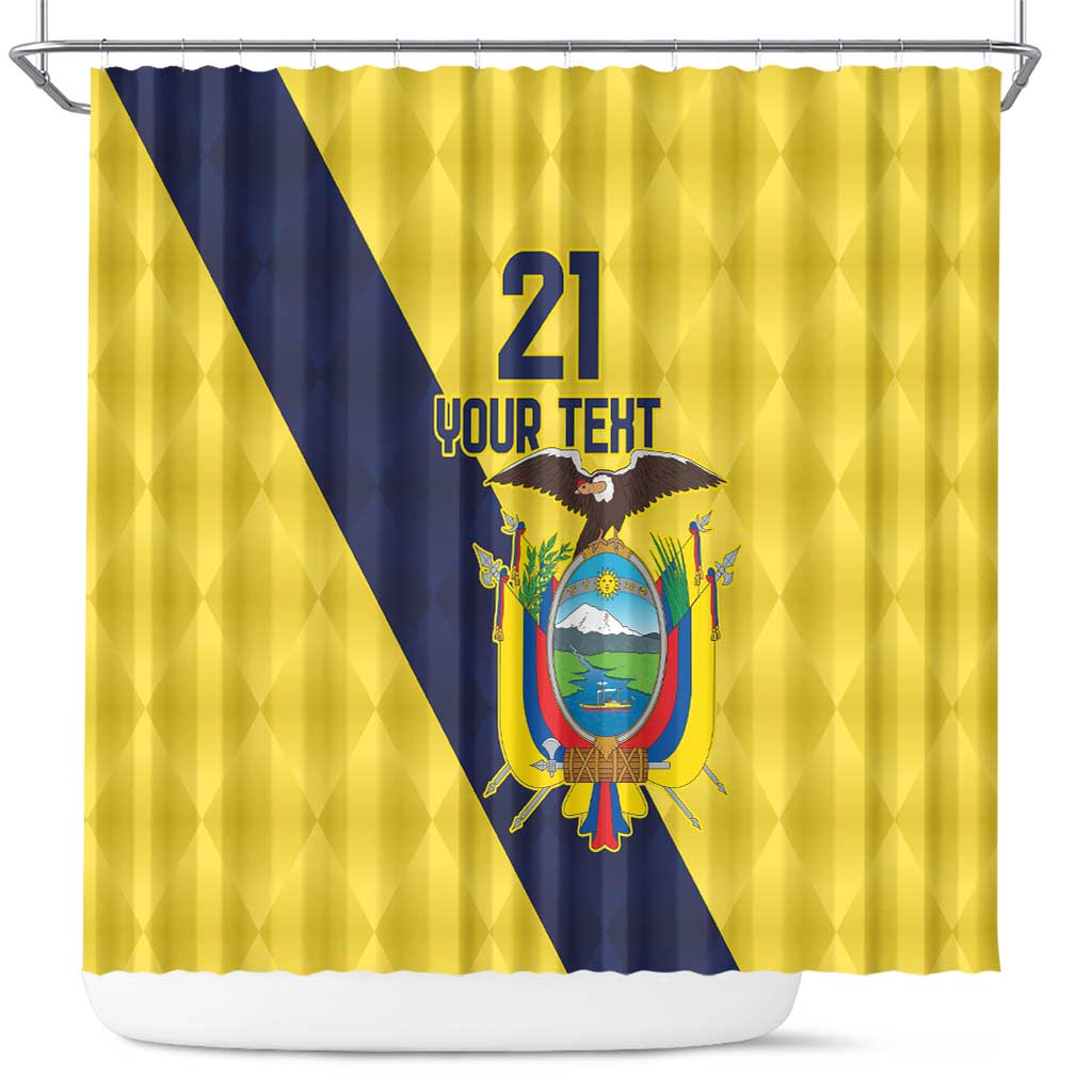 Ecuador La Tricolor Custom Shower Curtain Gold and Navy Blue Motif