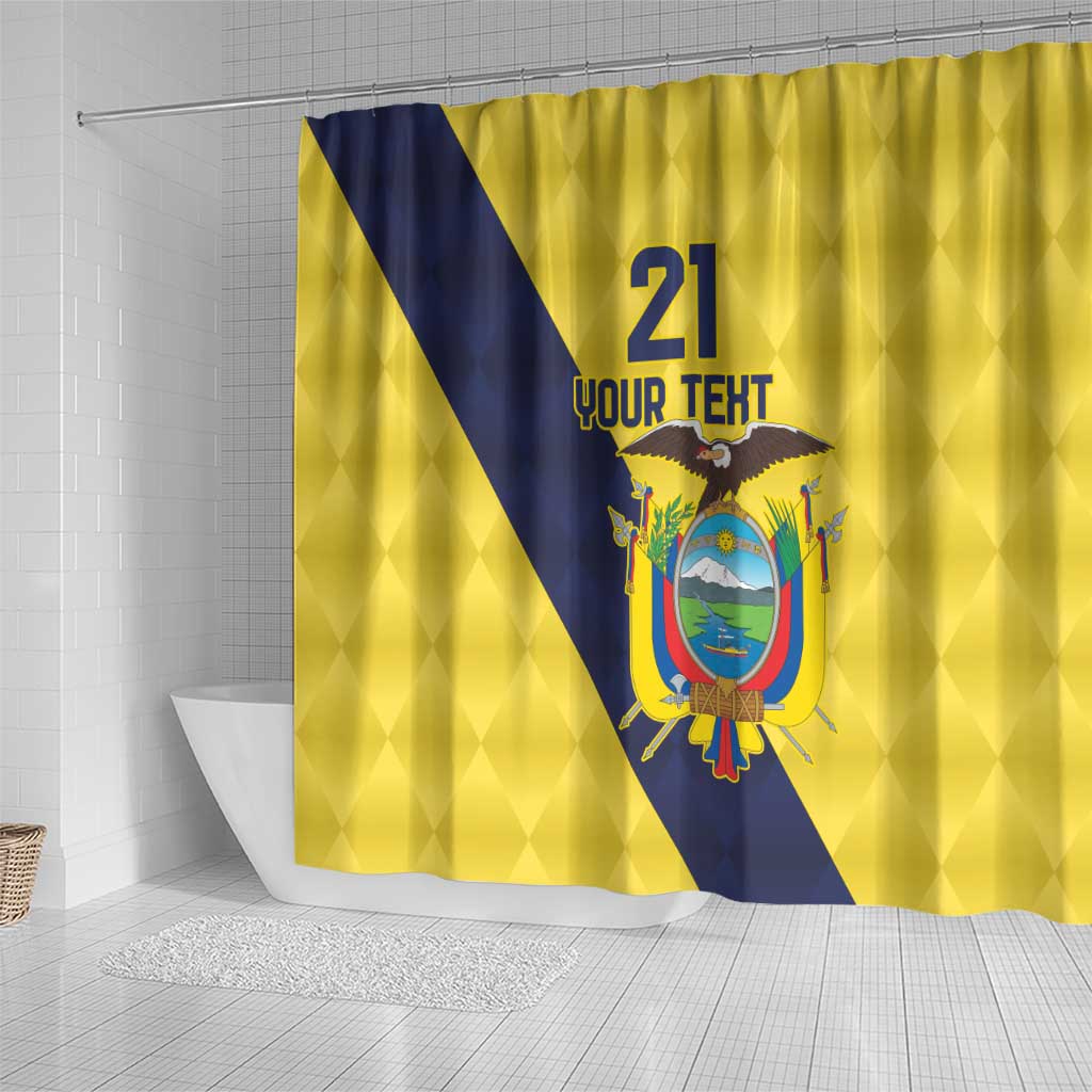 Ecuador La Tricolor Custom Shower Curtain Gold and Navy Blue Motif