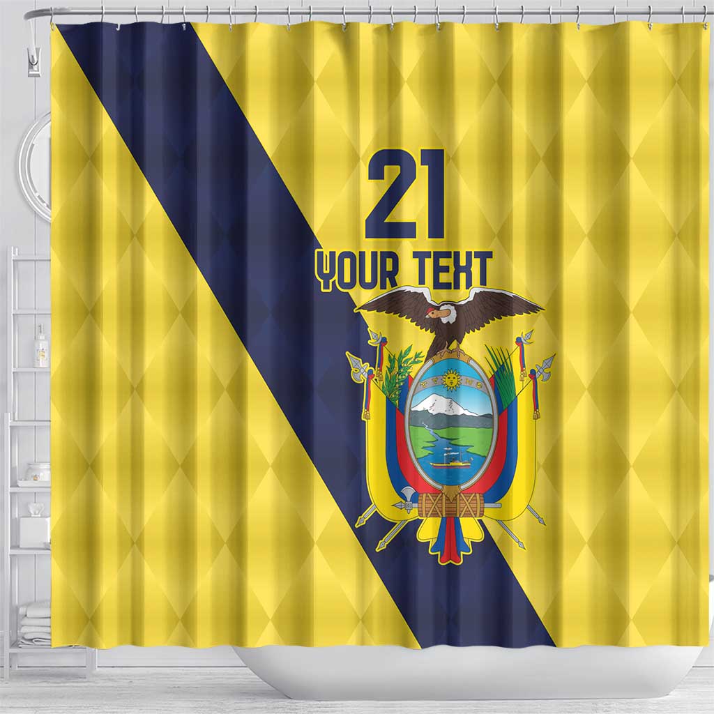 Ecuador La Tricolor Custom Shower Curtain Gold and Navy Blue Motif