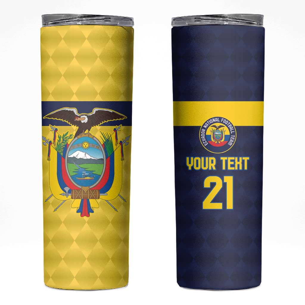 Ecuador La Tricolor Custom Skinny Tumbler Gold and Navy Blue Motif
