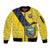 Ecuador La Tricolor Custom Sleeve Zip Bomber Jacket Gold and Navy Blue Motif