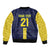 Ecuador La Tricolor Custom Sleeve Zip Bomber Jacket Gold and Navy Blue Motif