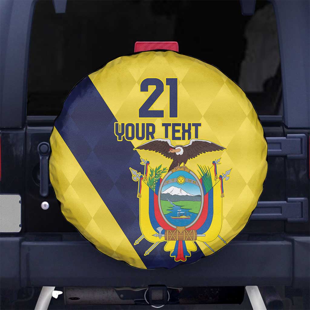 Ecuador La Tricolor Custom Spare Tire Cover Gold and Navy Blue Motif